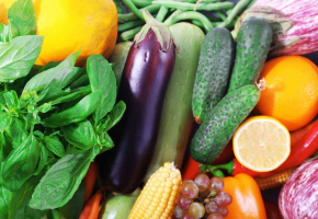 Fresh fruits and vegetables closeup